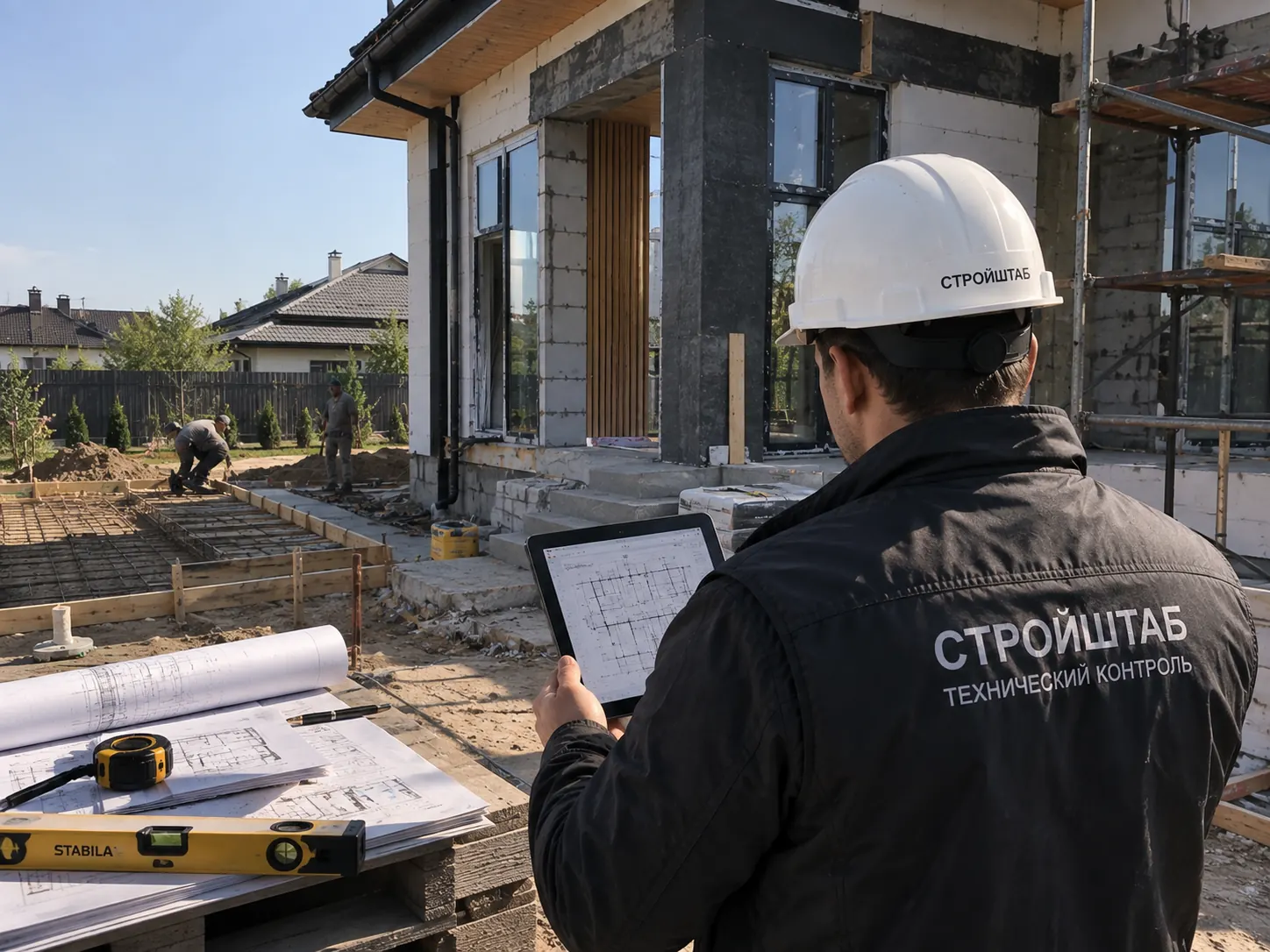 Технический контроль СТРОЙШТАБ: проверка стены лазерным уровнем